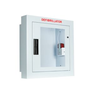 semi recessed AED cabinet with alarm