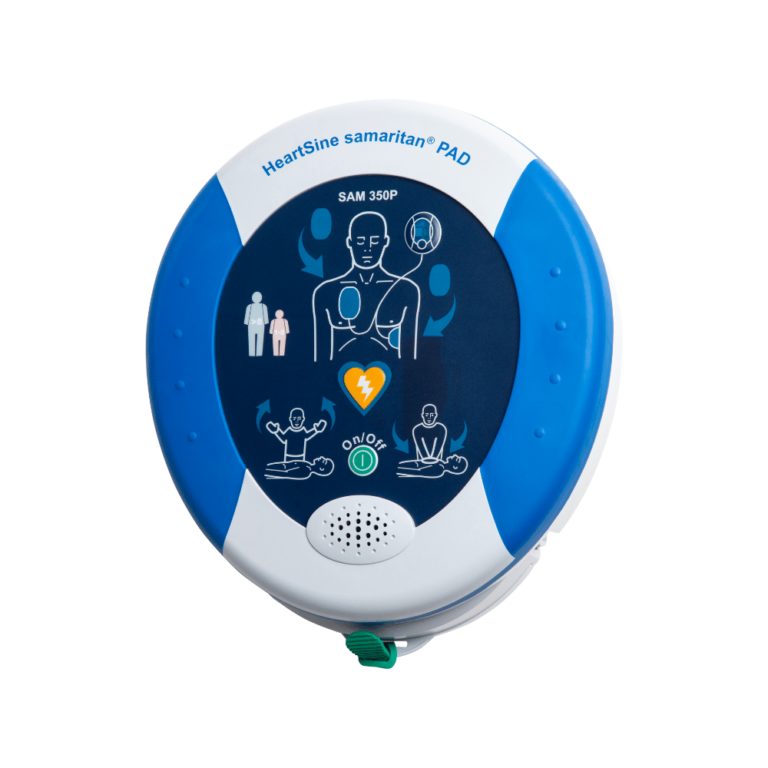 angle view of heartsine AED defibrillator