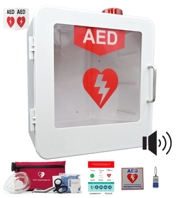 alarmed aed cabinet white