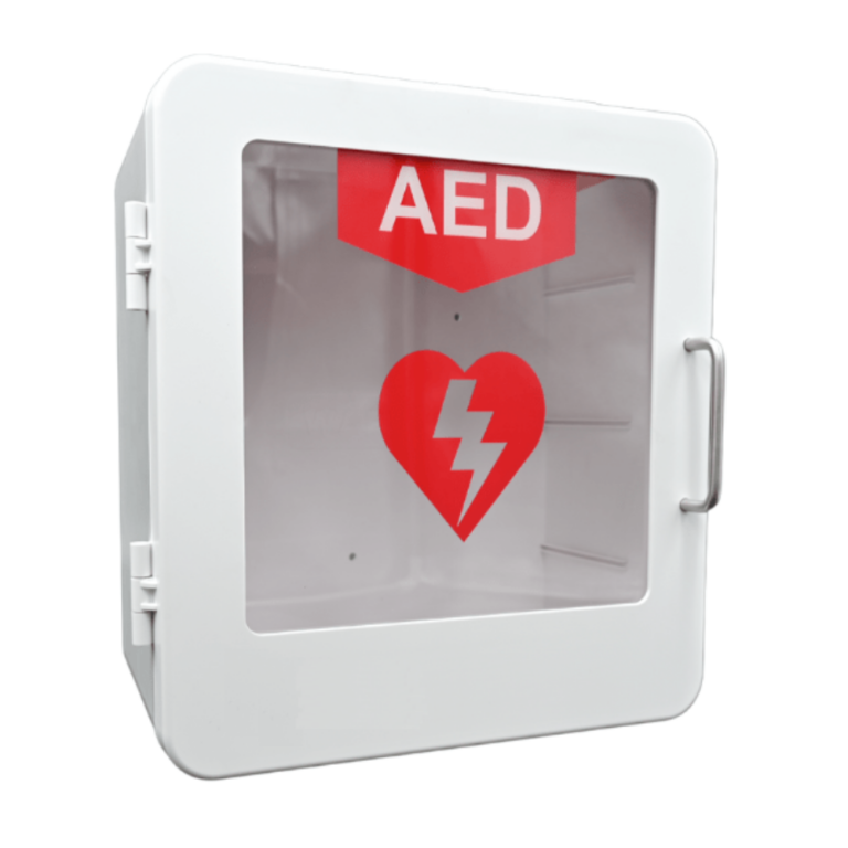 white premium universal aed cabinet